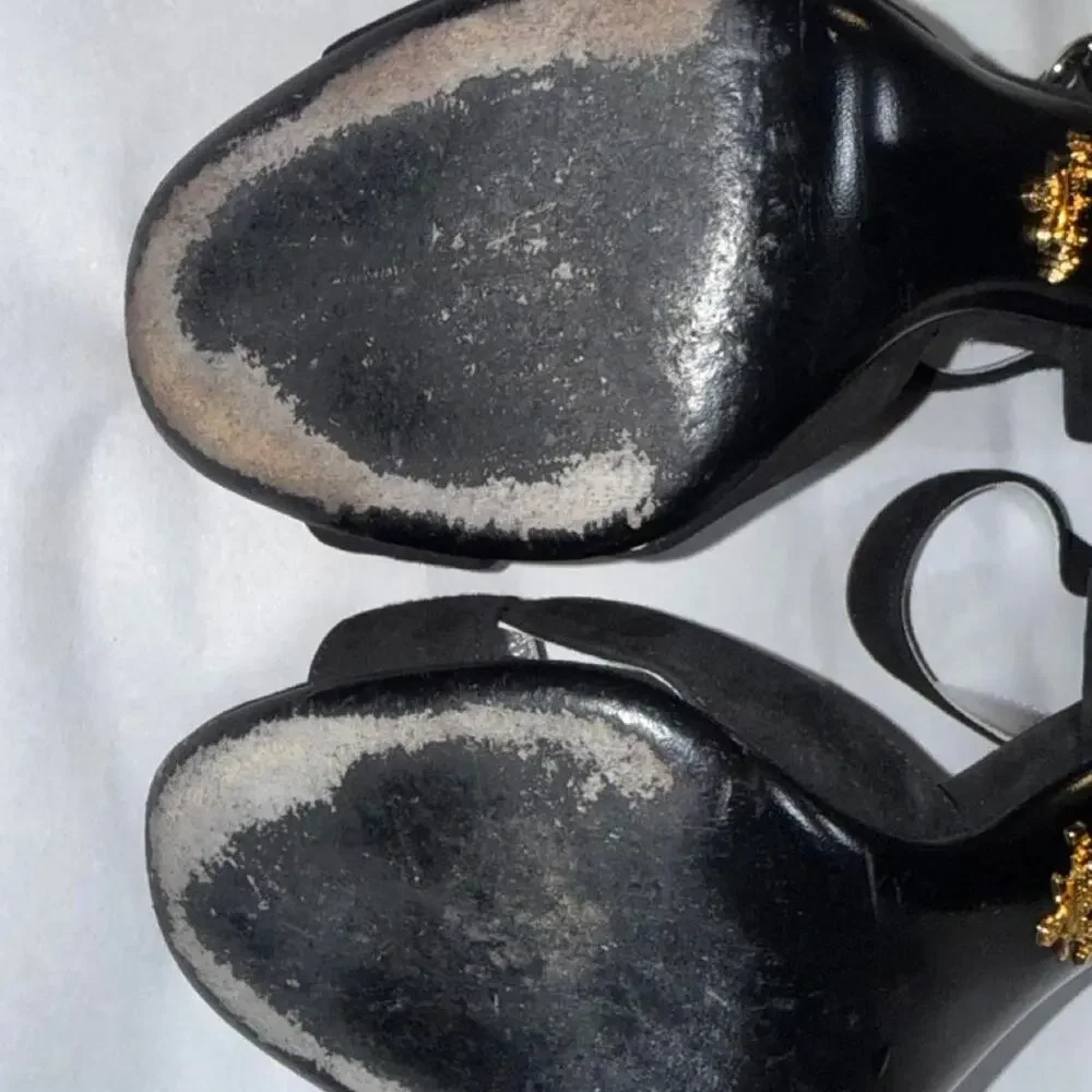 Prada black velvet suede block